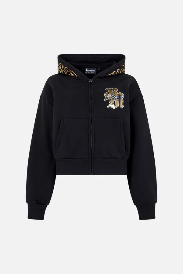 Black-Gold Cropped Gothic Sweatshirt Black-Gold