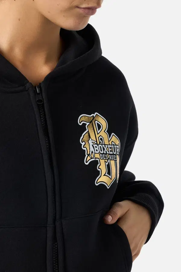 Black-Gold Cropped Gothic Sweatshirt Black-Gold