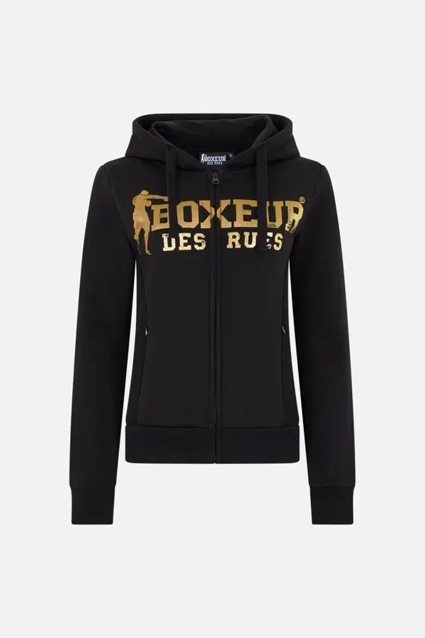 Black-Gold Zip Hoodie With Logo Black-Gold