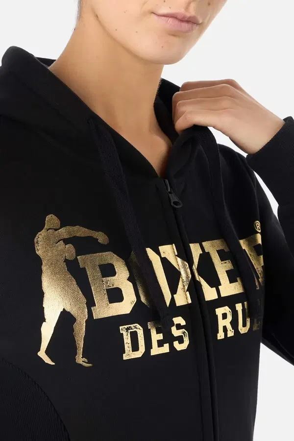 Black-Gold Zip Hoodie With Logo Black-Gold