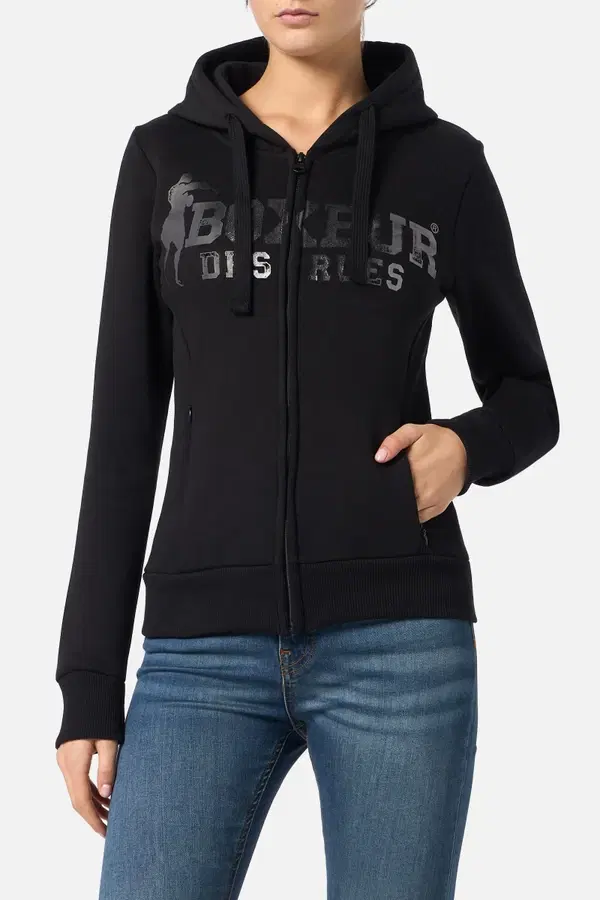 Black-Titanium Zip Hoodie With Logo Black-Titanium