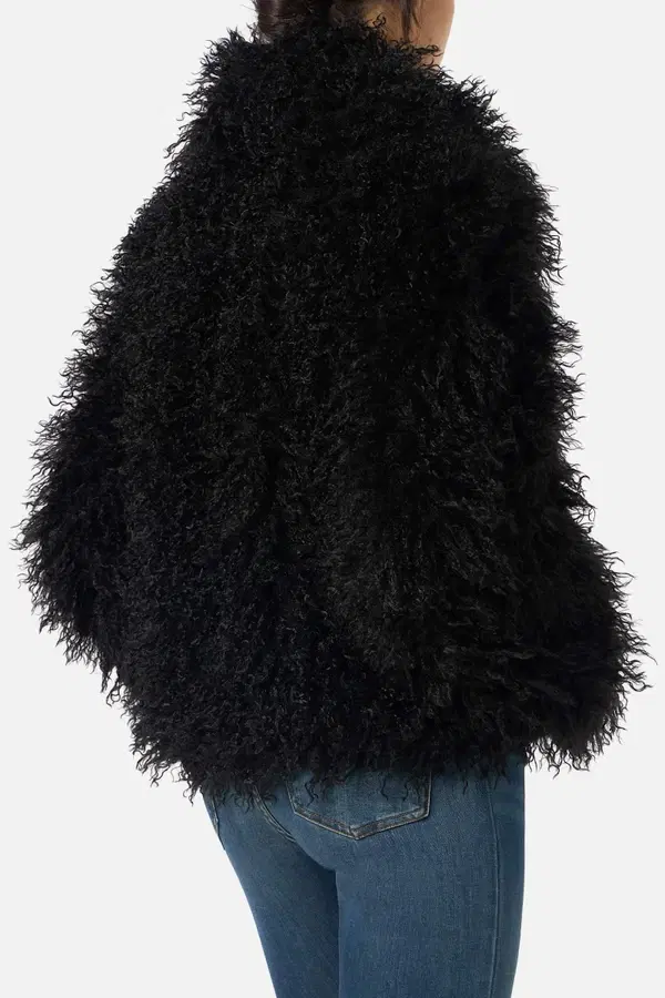 Faux Fur Black Woman Jacket Black