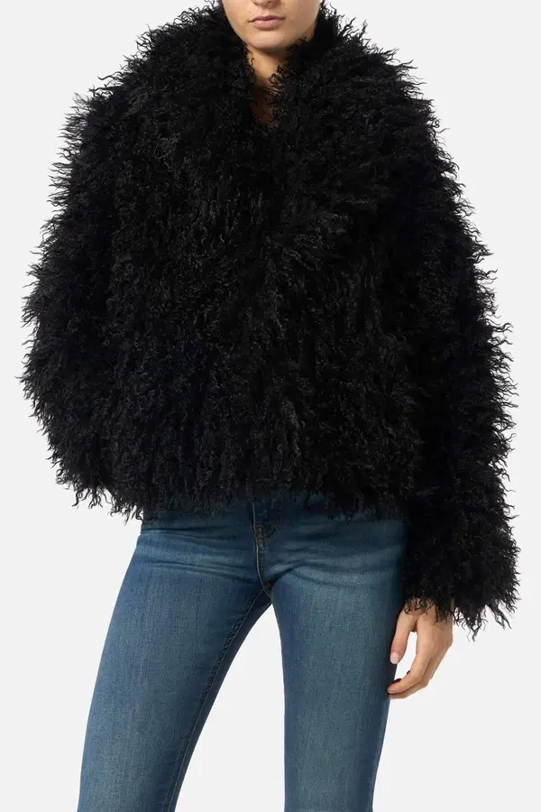 Faux Fur Black Woman Jacket Black