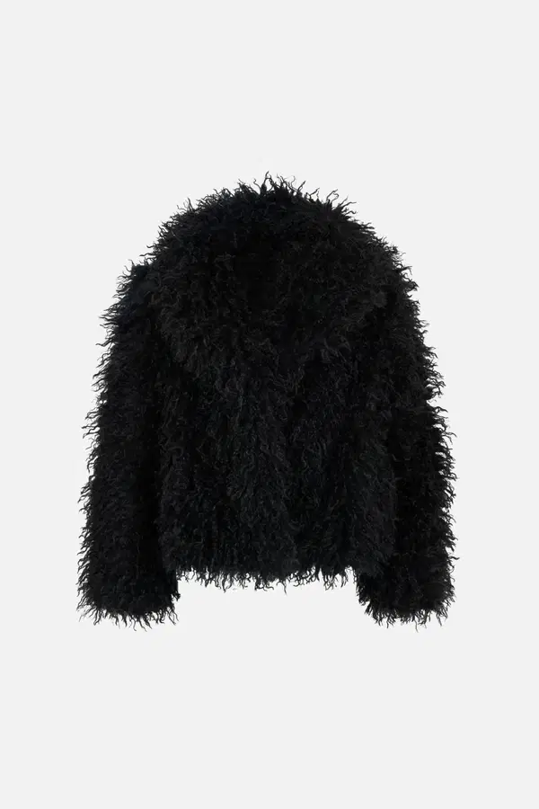 Faux Fur Black Woman Jacket Black