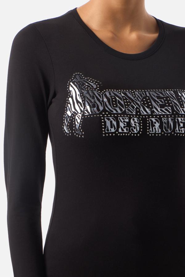 T-Shirt Manica Lunga Graficata Nera E Titanio