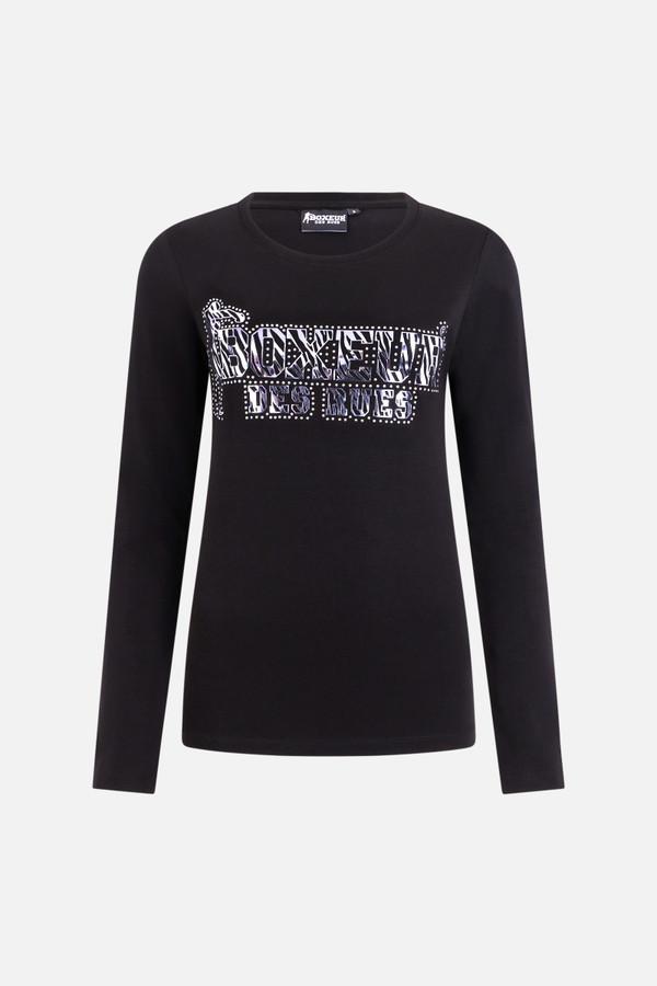 T-Shirt Manica Lunga Graficata Nera E Titanio