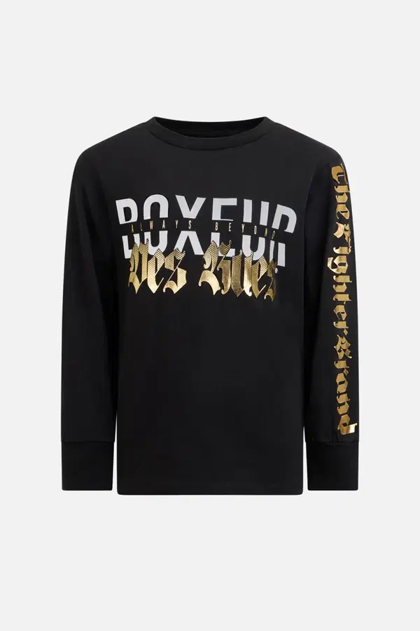 T-Shirt Manica Lunga Nera E Oro