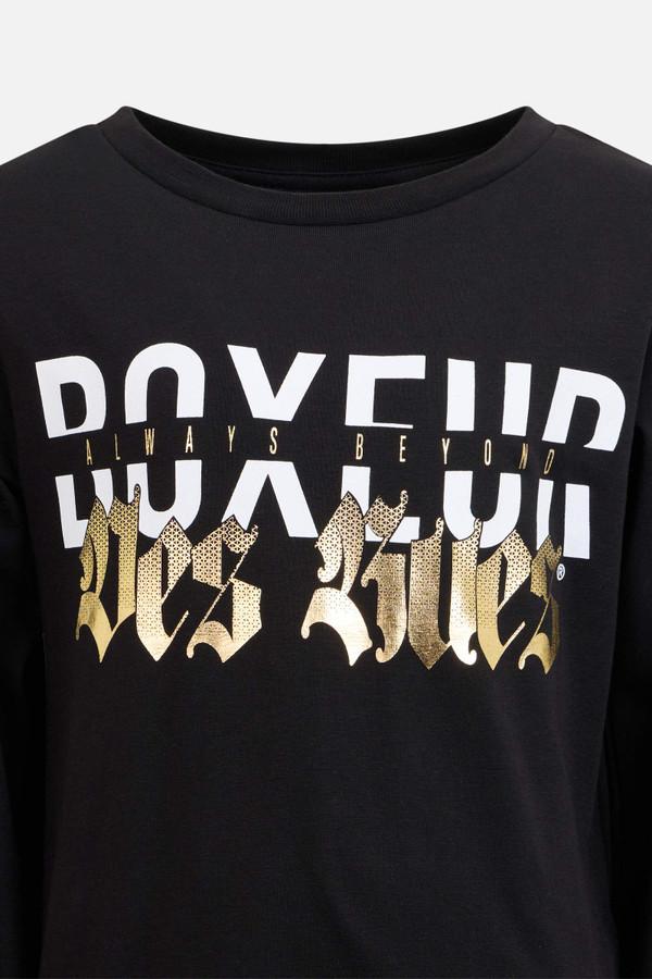 T-Shirt Manica Lunga Nera E Oro