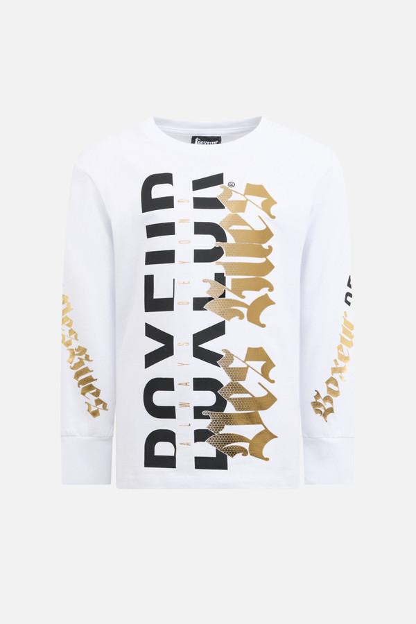 T-Shirt Manica Lunga Bianca E Oro