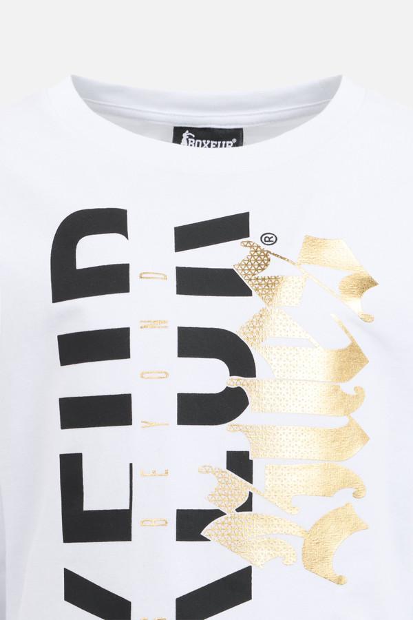 T-Shirt Manica Lunga Bianca E Oro