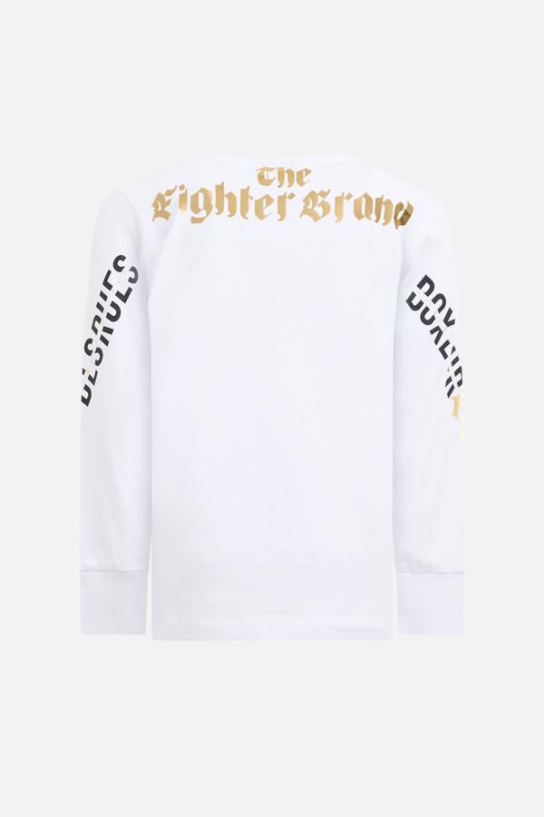T-Shirt Manica Lunga Bianca E Oro