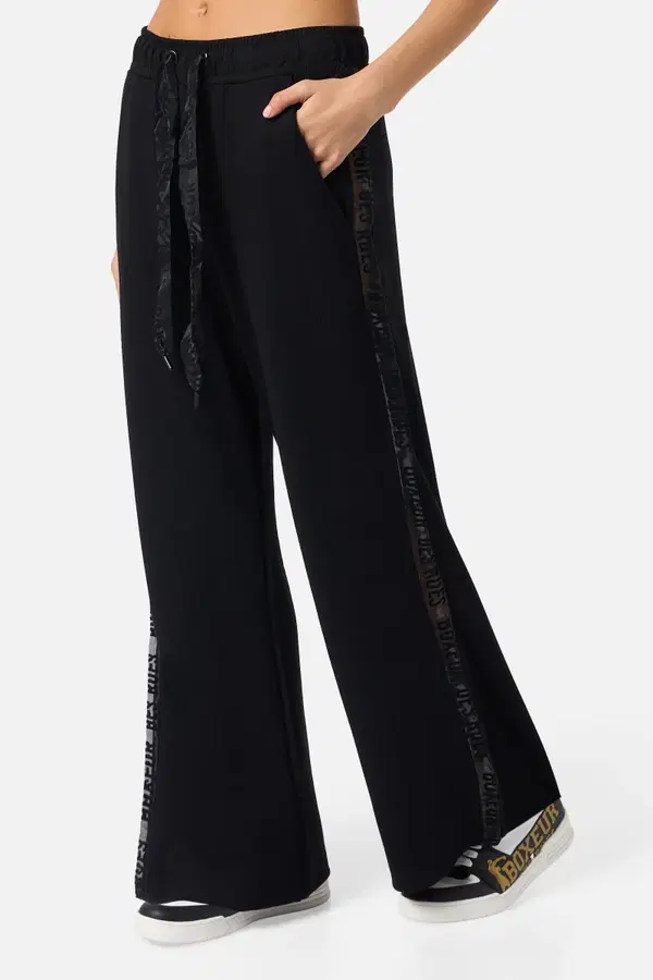 Black Long Pant With Transparent Inserts Black