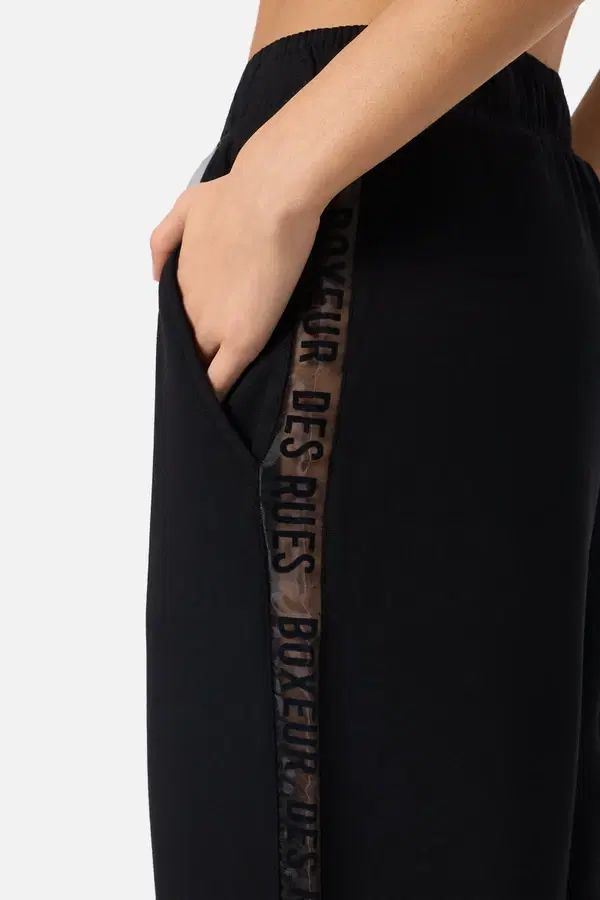 Black Long Pant With Transparent Inserts Black