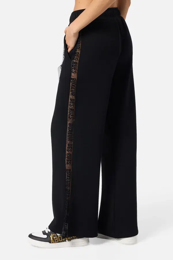 Black Long Pant With Transparent Inserts Black