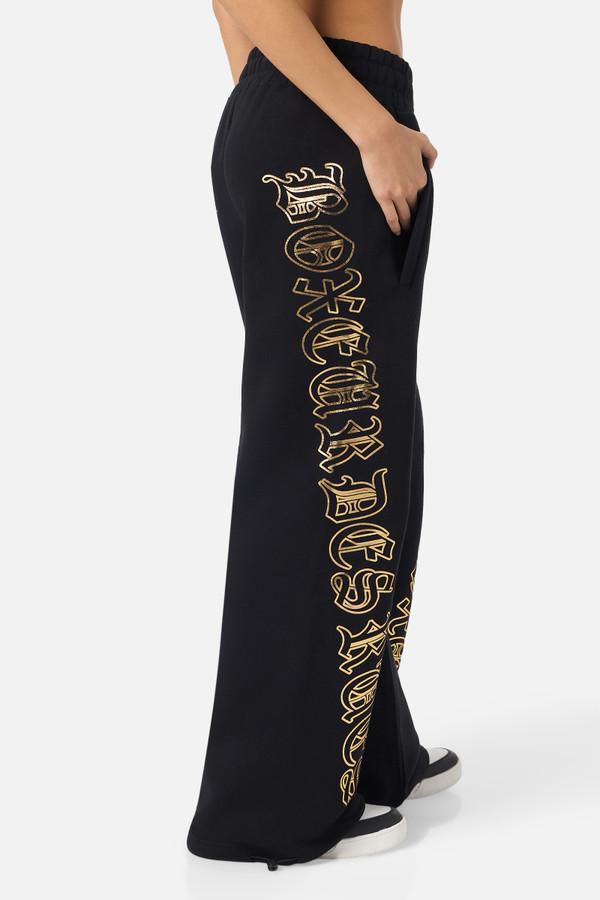 Black Flare Gothic Long Pant Black-Gold