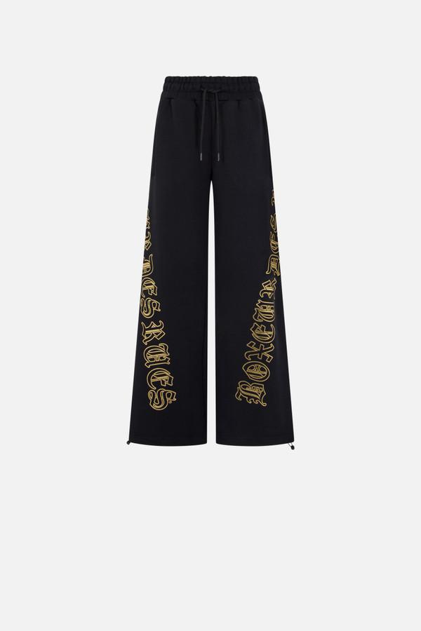 Black Flare Gothic Long Pant Black-Gold