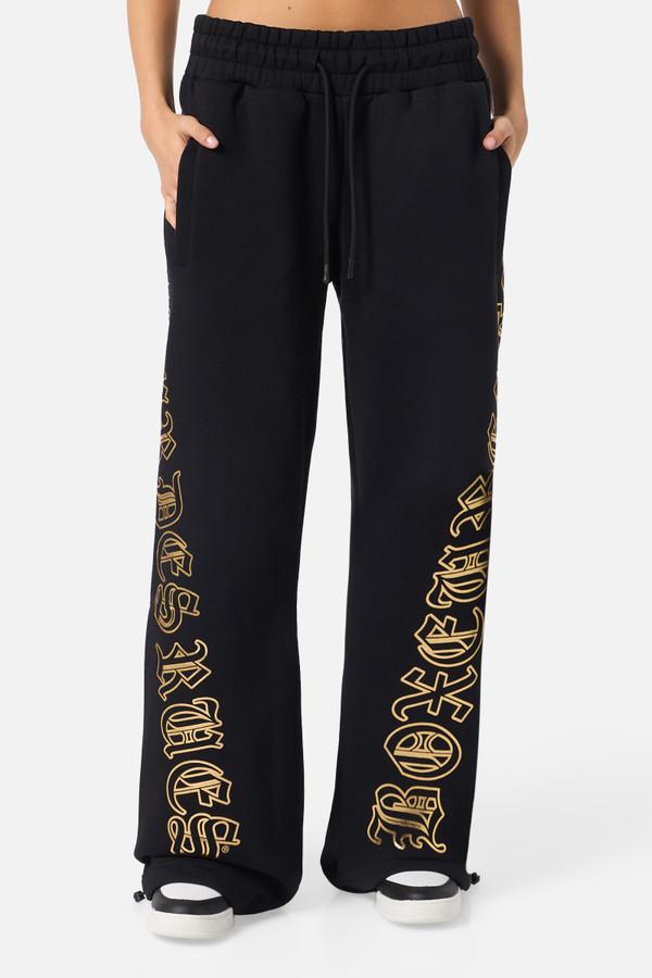 Black Flare Gothic Long Pant Black-Gold