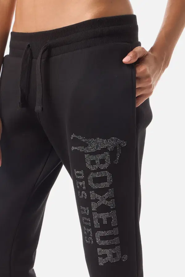 Black Long Pant With Rhinestone Black